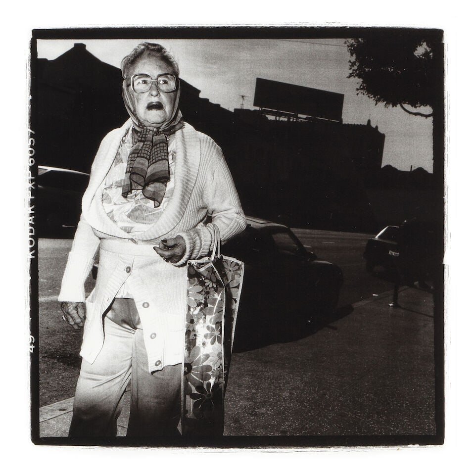 DIANE KEATON (AMERICAN, 1946-2025): SIX FRAMED BLACK AND WHITE PHOTOGRAPHS: PHOTOS OF PEOPLE ON ... - 2