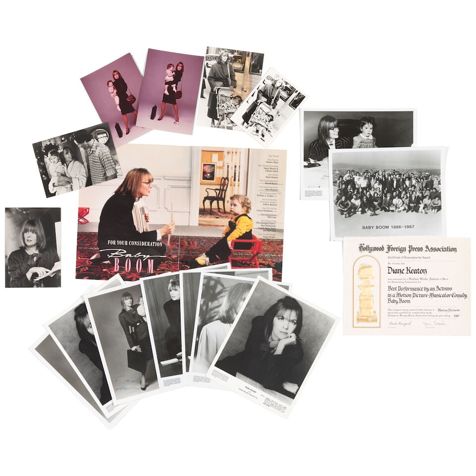 DIANE KEATON: A GROUP OF BABY BOOM MATERIALUnited Artists, 1987: DIANE KEATON: A GROUP OF BABY BOOM MATERIAL United Artists, 1987 Comprising a Certificate of Nomination for a Golden Globe Award of Merit For Best Performance by an Actress in a Motion Picture