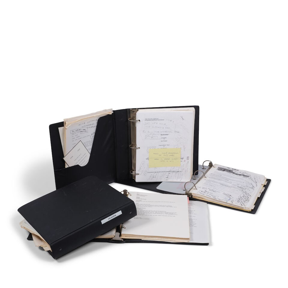 DIANE KEATON: A GROUP OF MATERIAL FROM HER DIRECTORIAL PROJECTS: DIANE KEATON: A GROUP OF MATERIAL FROM HER DIRECTORIAL PROJECTS Comprising a group of sketches, shot lists, quotes, and reference material in a binder for Diane Keaton's film Heaven (Island Pictures,