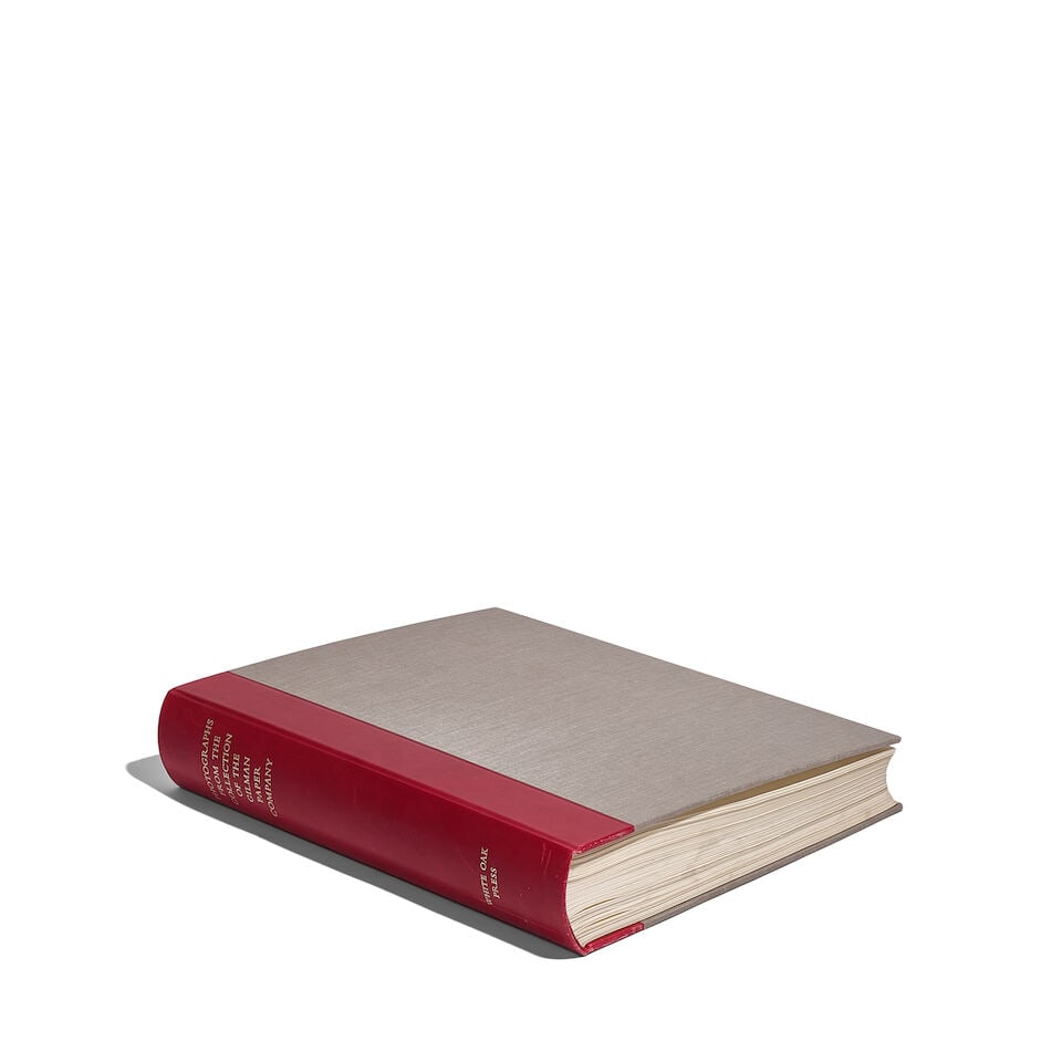 PIERRE APRAXINE (AMERICAN, 1934-2023) AND RICHARD BENSON (AMERICAN, BORN 1943): PHOTOGRAPHS FROM...: PIERRE APRAXINE (AMERICAN, 1934-2023) AND RICHARD BENSON (AMERICAN, BORN 1943): PHOTOGRAPHS FROM THE COLLECTION OF THE GILMAN PAPER COMPANY Folio. Quarter crimson calf over grey linen boards, bound