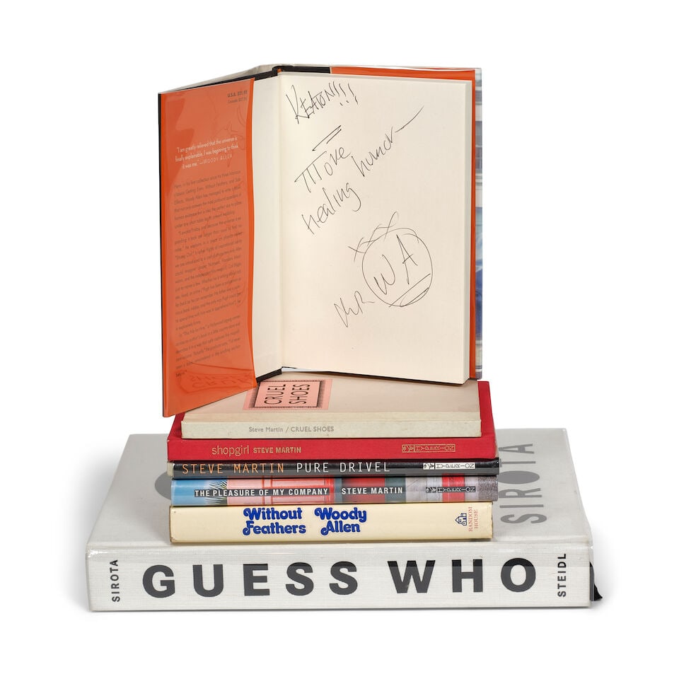 DIANE KEATON: A GROUP OF PRESENTATION COPIES FROM VARIOUS AUTHORS: DIANE KEATON: A GROUP OF PRESENTATION COPIES FROM VARIOUS AUTHORS Comprising a first edition copy of Without Feathers (1972-1975) by Woody Allen, a first edition copy of Mere Anarchy (2007) by Woody A