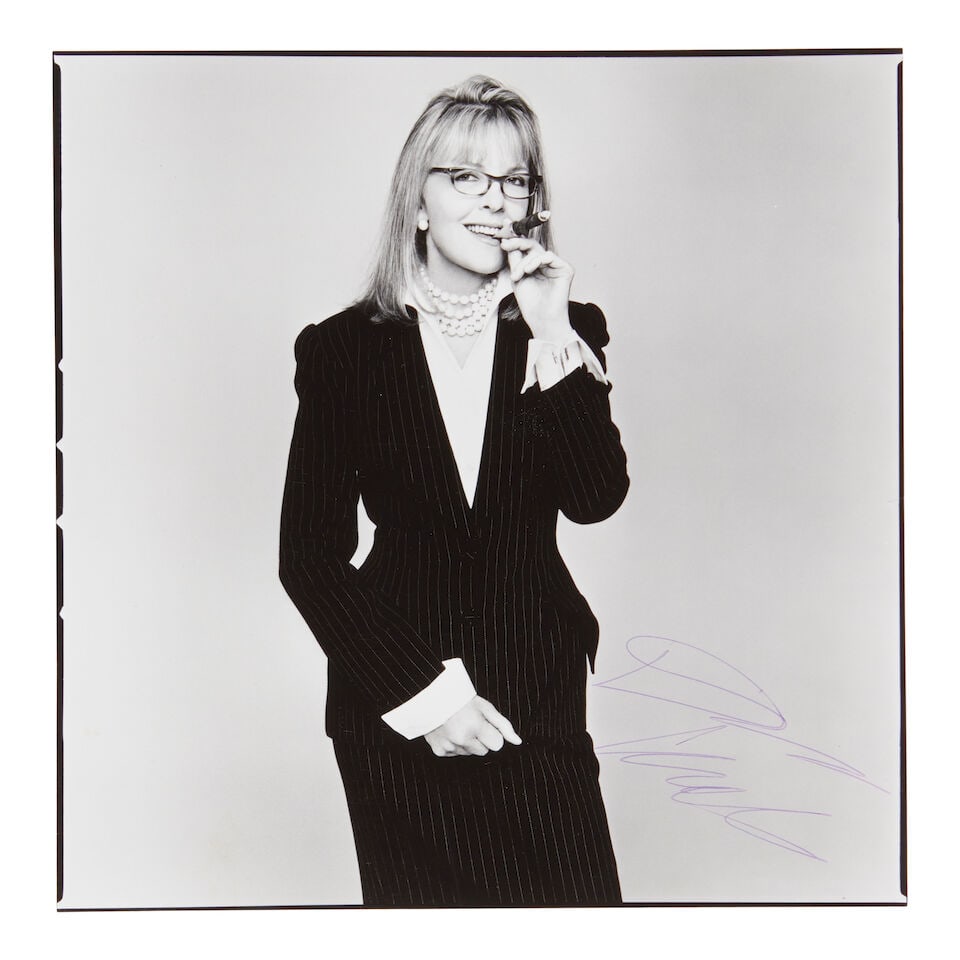 DIANE KEATON: A GROUP OF SIGNED BLACK AND WHITE PORTRAITS: DIANE KEATON: A GROUP OF SIGNED BLACK AND WHITE PORTRAITS Comprising an example from Annie Hall (United Artists, 1977) inscribed to LARRY / DIANE / KEATON, two signed examples from Hanging Up (Sony Pi