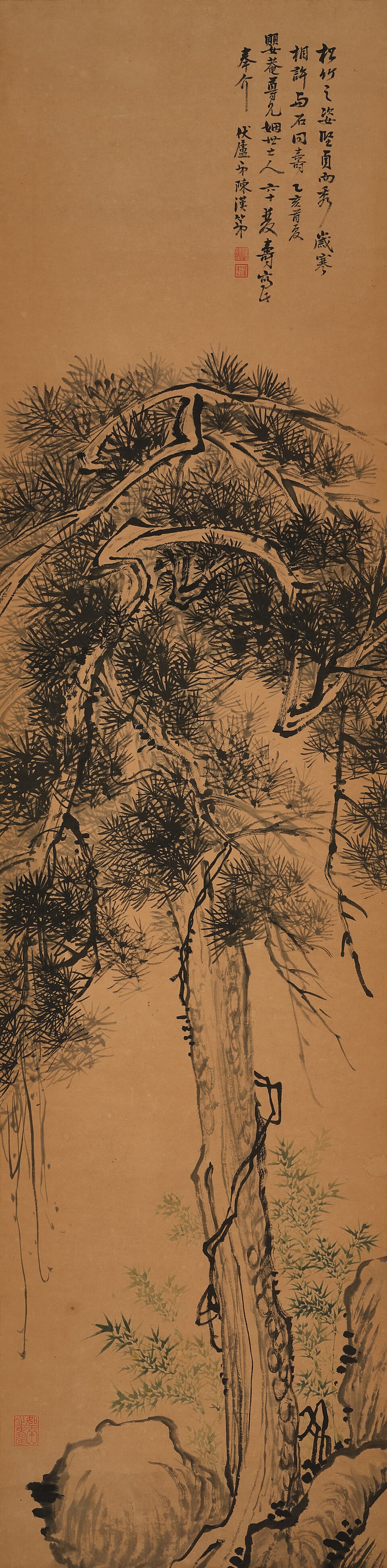 CHEN HAO (1839-1910); CHEN HANDI (1874-1949) Plum Blossom; Pine Tree, 1906 and 1935 - 2