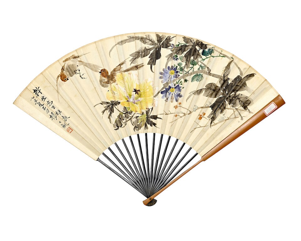 YANG SHIYOU (20TH CENTURY); CHEN DINGSHAN (1897-1989) Flowers and Birds; Calligraphy in Running ... - 2