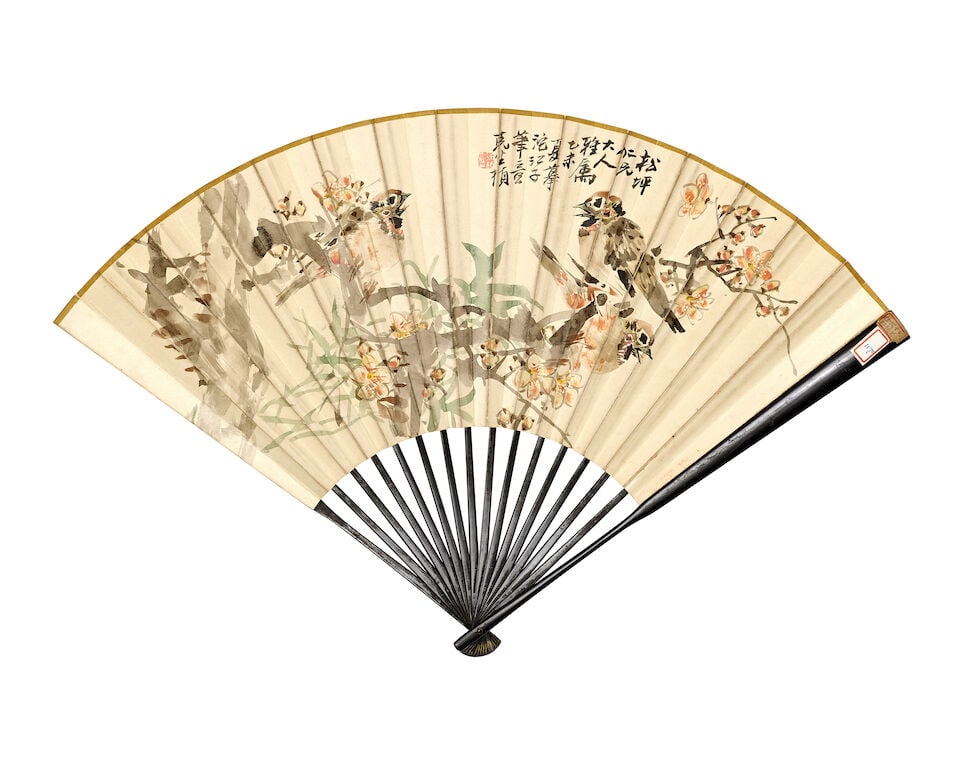 XU ZHEN (1841-1915); SHAO XIYUAN (19-20TH CENTURY) Flowers and Birds; Calligraphy in Running Scr... - 2