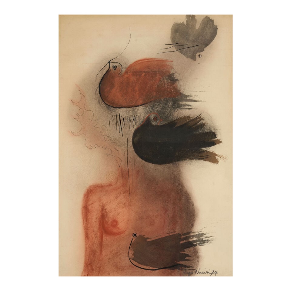 RAFA NASIRI (1940-2013) Wild Berries (2): RAFA NASIRI (1940-2013) Wild Berries (2) signed and dated 'Rafa Nasiri 74' (lower right) ink and crayon on paper 26 x 19 3/4 in (66.0 x 50.2 cm) Executed in 1974 Footnotes: Provenance Private collecti