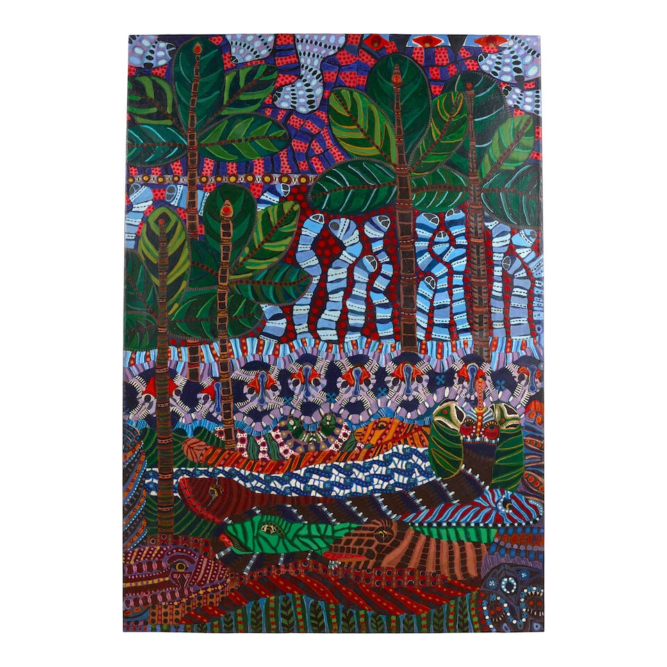 SANTIAGO RODRÍGUEZ SALAZAR (B. 1940) XX: SANTIAGO RODRÍGUEZ SALAZAR (B. 1940) XX inscribed indistinctly '... /... /... / ... xx' (on the reverse) acrylic on canvas 60 x 42 in (152.3 x 106.7 cm) Footnotes: Provenance The estate of