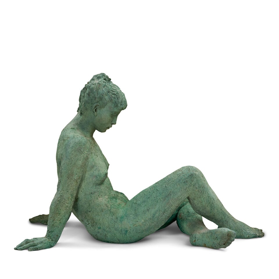 KARIN JONZEN (1914-1998) Young Woman Reflecting: KARIN JONZEN (1914-1998) Young Woman Reflecting signed 'Jonzen' (along the bottom edge) bronze with a green patina 31 in (78.7 cm) height This bronze cast is from an edition of 6. Footnotes: Provenanc