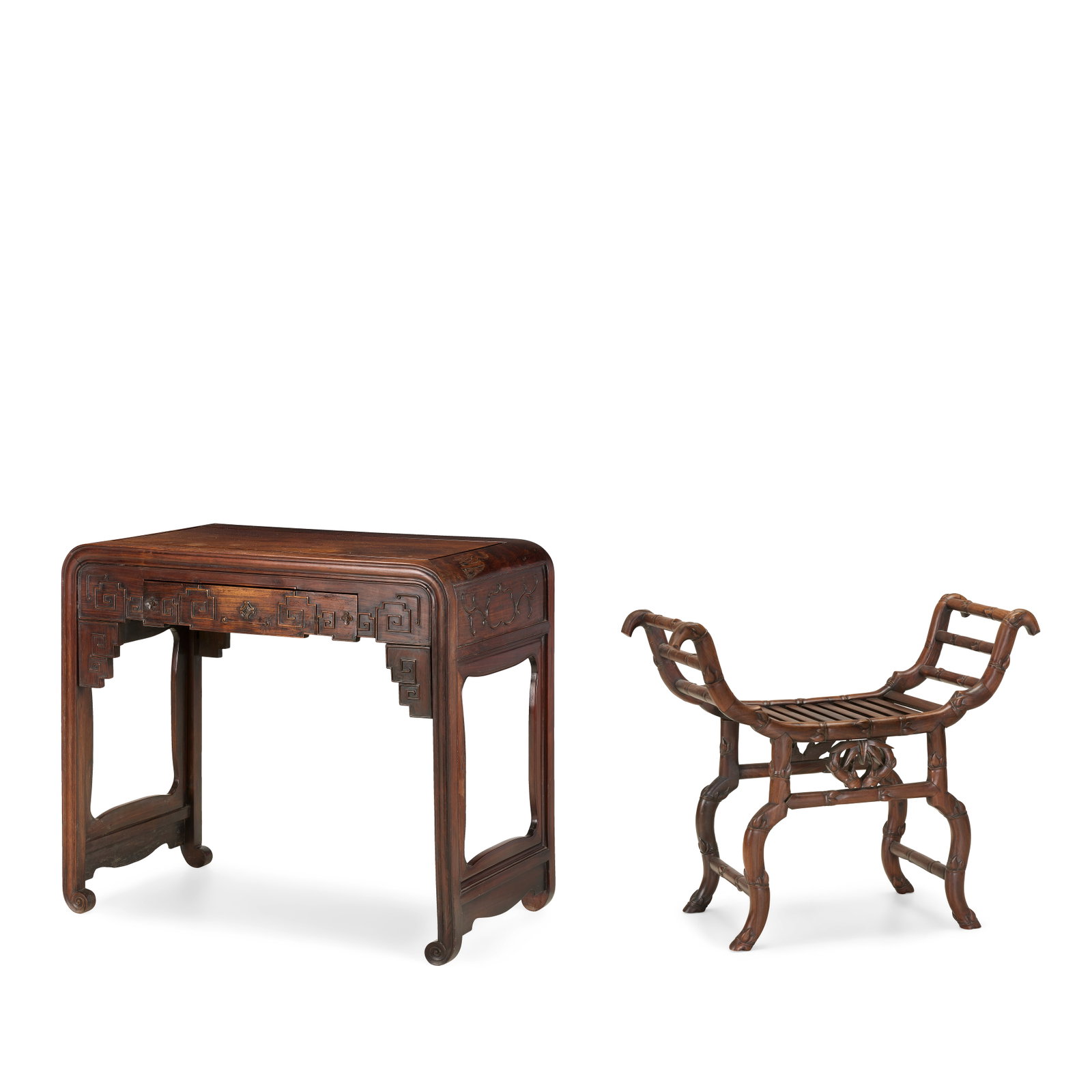 A HONGMU TABLE AND A STOOL 19th century (2) (1 of 1)