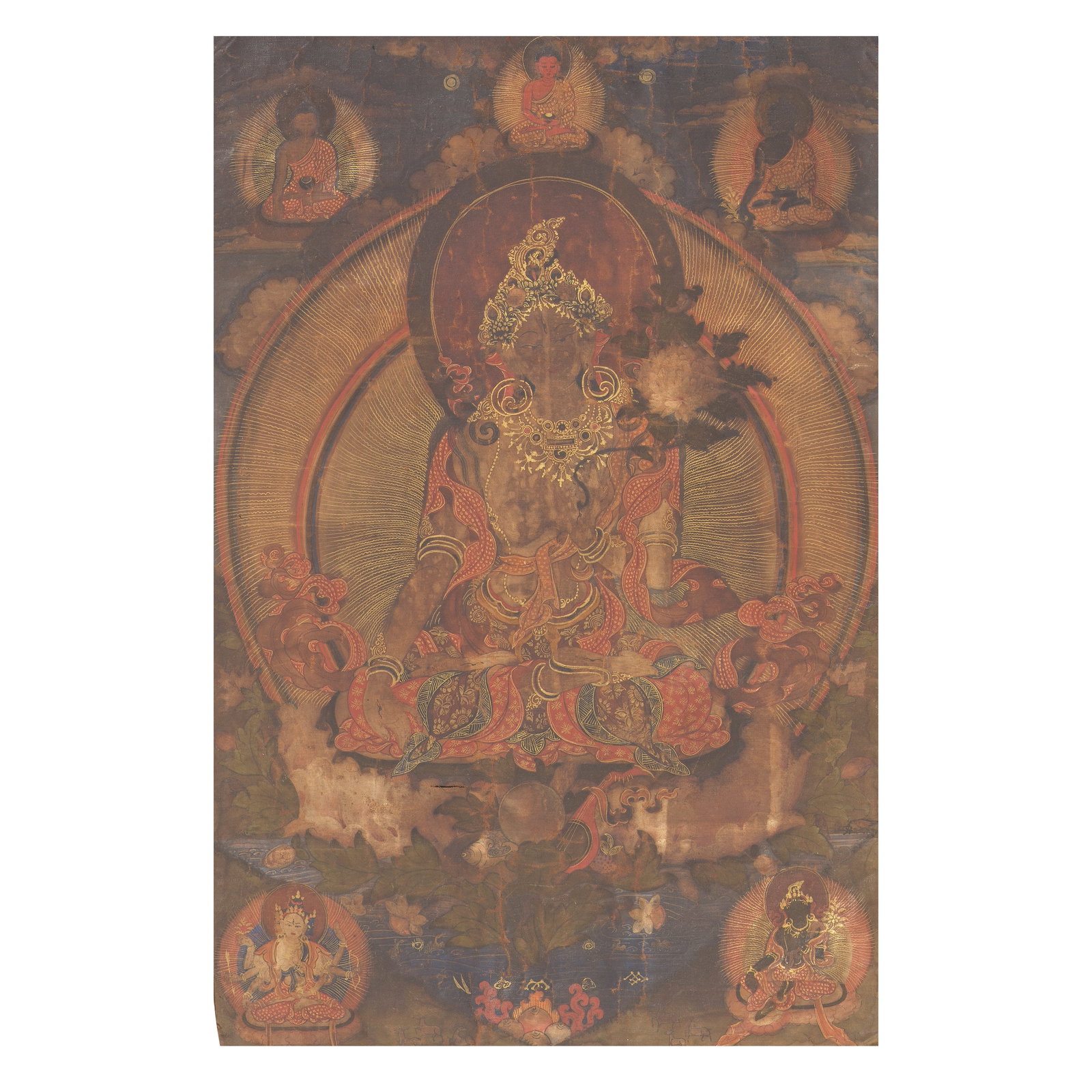 A THANGKA OF SITATARA Tibet, 18th century: A THANGKA OF SITATARA Tibet, 18th century Distemper and gold on cloth, with cloth mount. 42cm (16 1/2in) high x 27cm (10 5/8in) wide. Footnotes: 西藏 十八世紀 ò