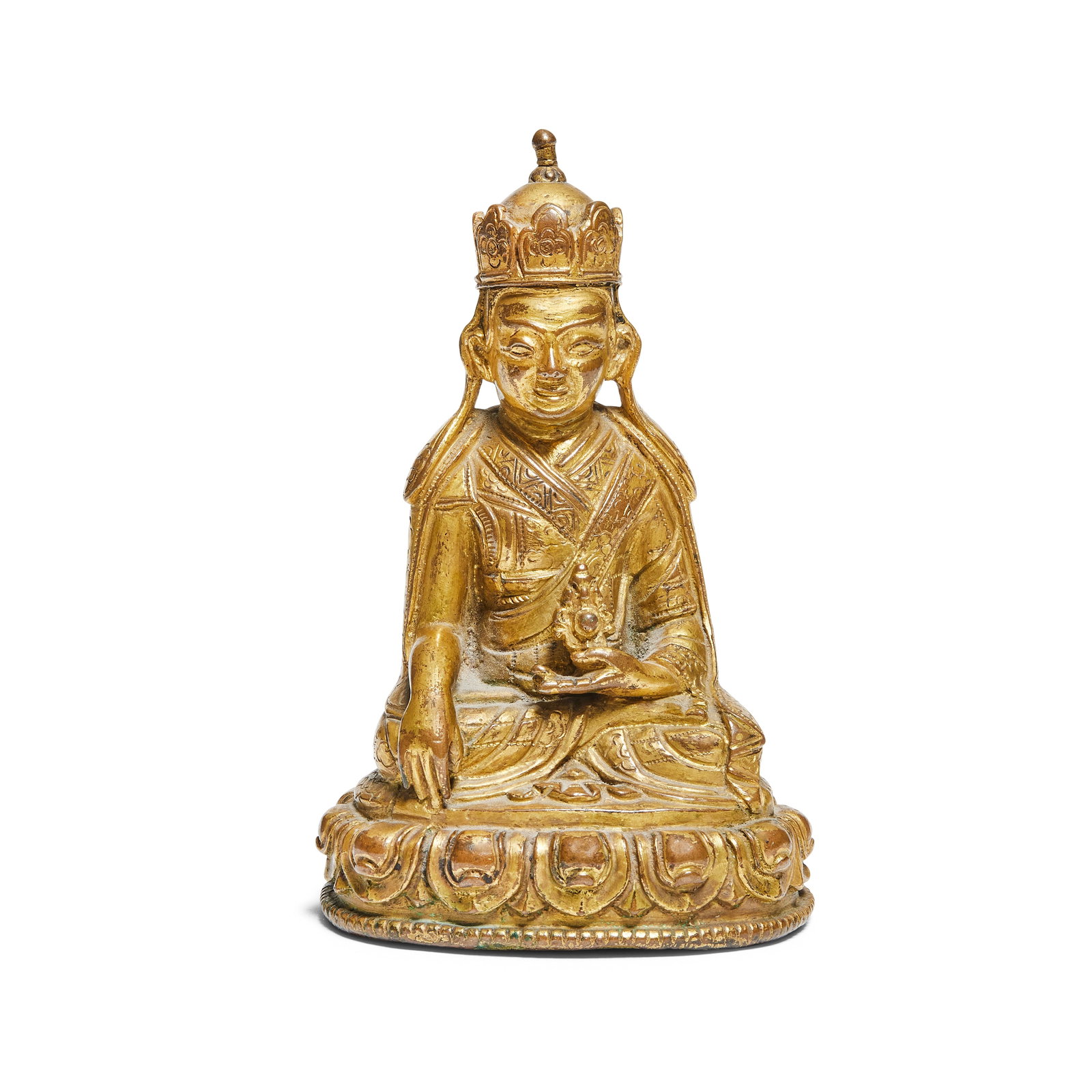 A GILT COPPER ALLOY FIGURE OF A LAMA 18th century (1 of 1)