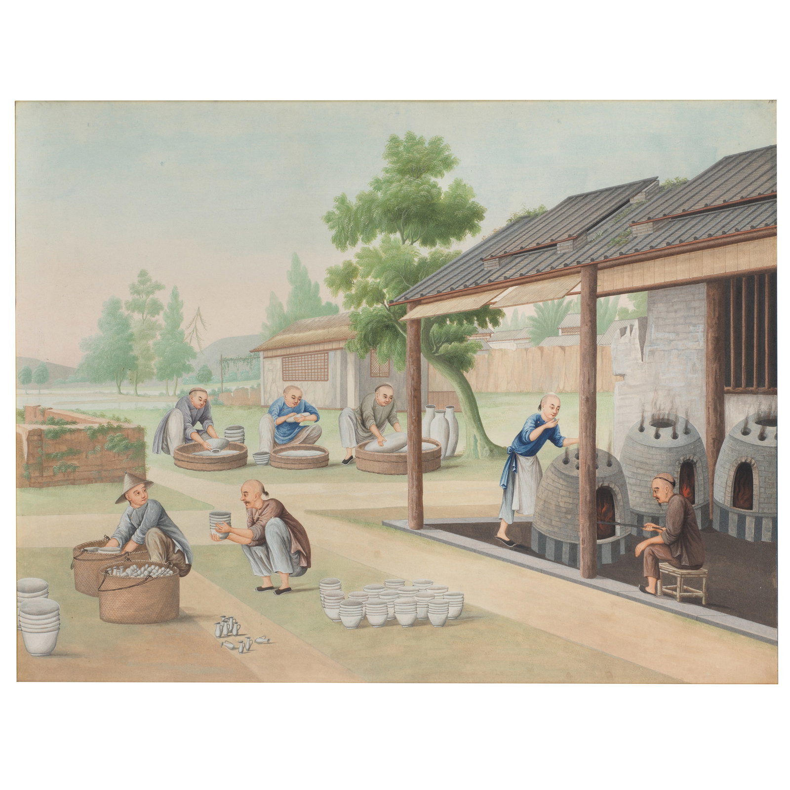 CHINESE ARTIST (CIRCA 1790) Porcelain production scene (firing the muffle kilns) (1 of 1)