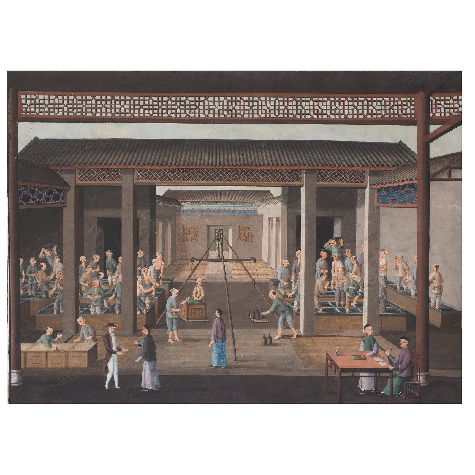 CHINESE ARTIST (CIRCA 1795) Tea production scene with Westerner (1 of 1)