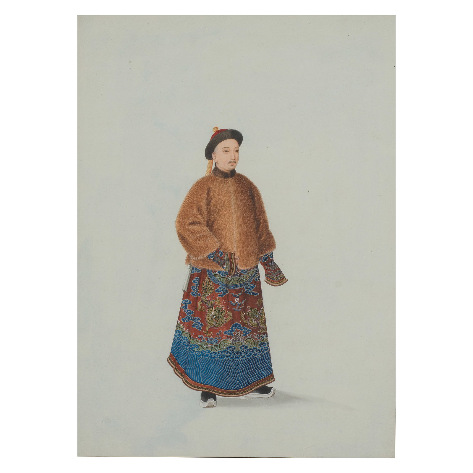 CHINESE ARTIST (CIRCA 1820) A Mandarin in a fur jacket and dragon robe (1 of 1)