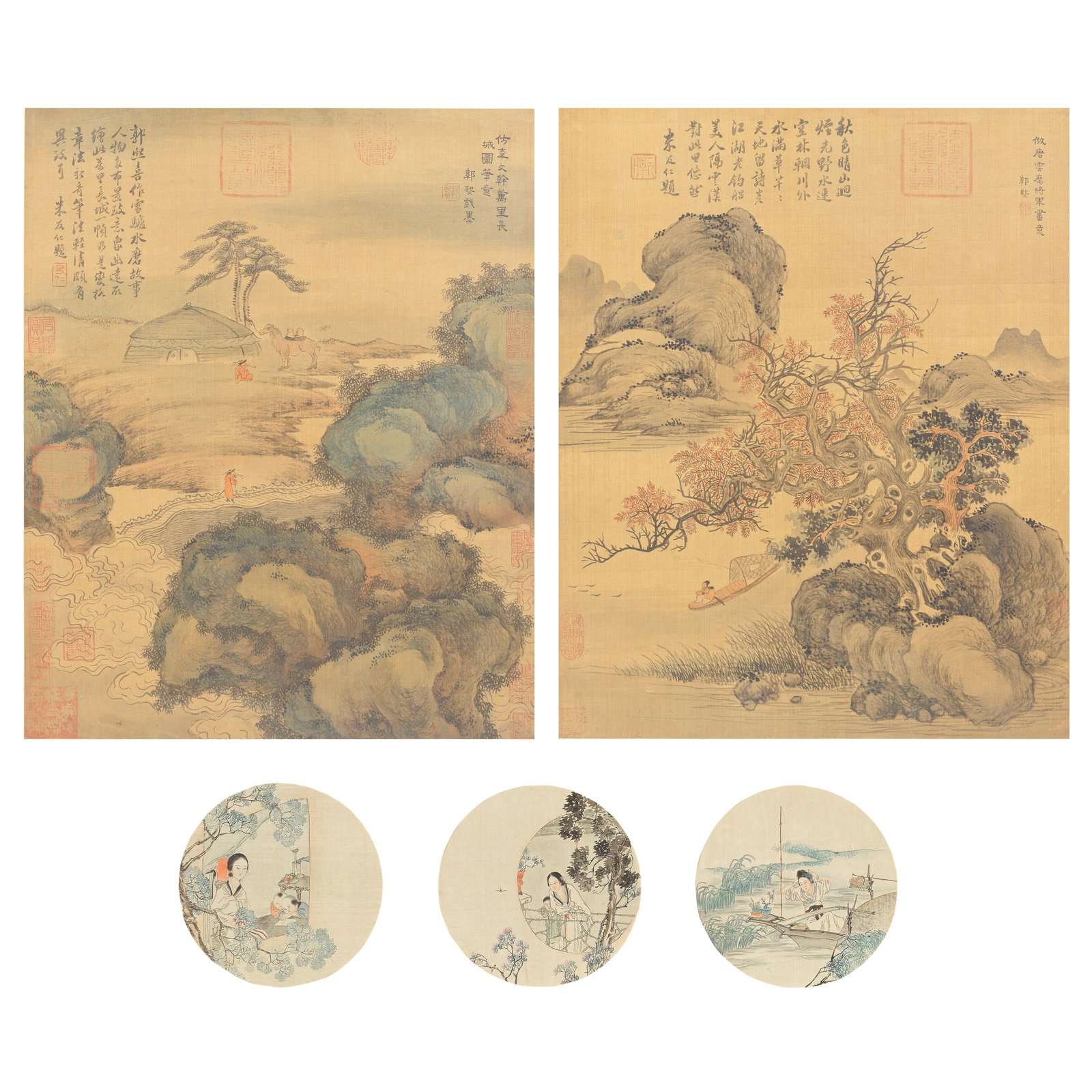 ATTRIBUTED TO GUO XI (1020-1090) AND MI YOUREN (1074-1151); ANONYMOUS Figures in nature (3) (1 of 1)