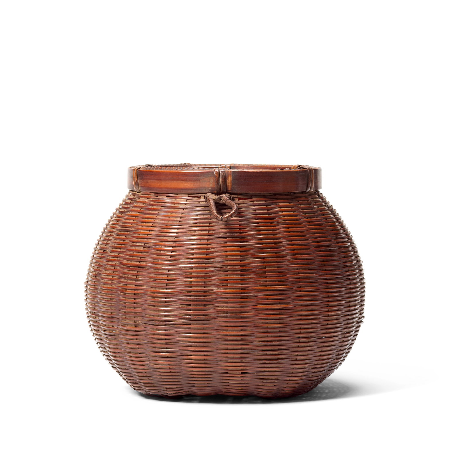 SUEMURA SHOBUN (1917-2000) Late 20th century (3): SUEMURA SHOBUN (1917-2000) Late 20th century Of spherical form, woven in gozame-ami (mat plaiting) overall and yotsume-ami (square plaiting) on the base, signed Shobun utsusu to the base, set with a l