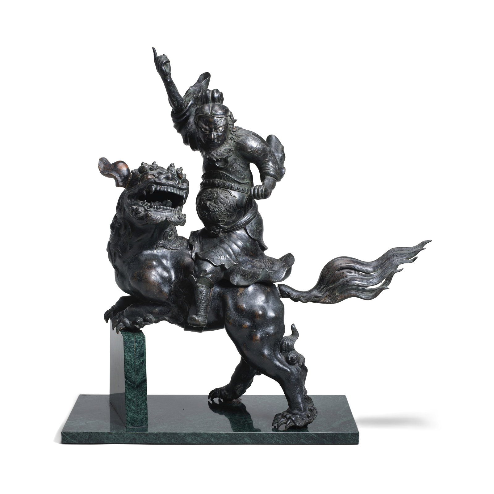 A LARGE BRONZE LION AND RIDER GROUP Meiji period, 19th century (1 of 1)