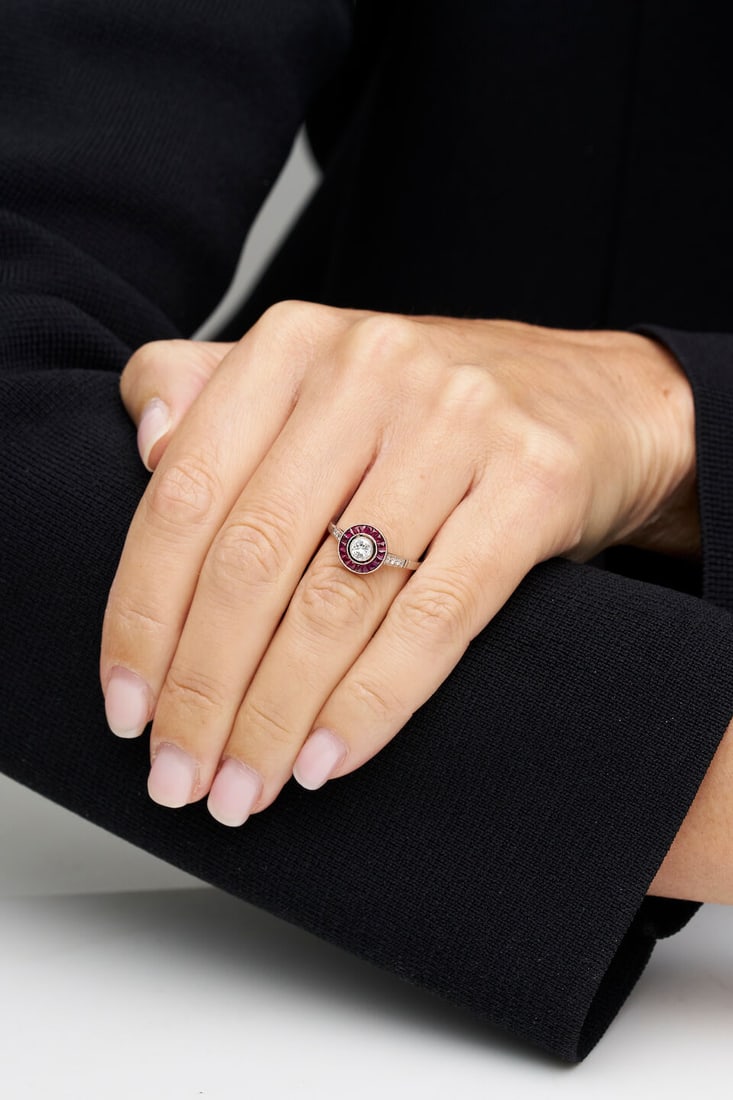 RUBY AND DIAMOND TARGET RING - 2
