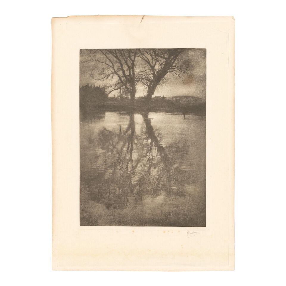 PHOTOGRAPHY - DAVISON (GEORGE) Reflections, photogravure, signed, [1899]: PHOTOGRAPHY - DAVISON (GEORGE) Reflections, vintage photogravure, SIGNED BY THE PHOTOGRAPHER ('G. Davison') beneath the image, printed on Japanese paper, one small light brown mark on image, a few spo