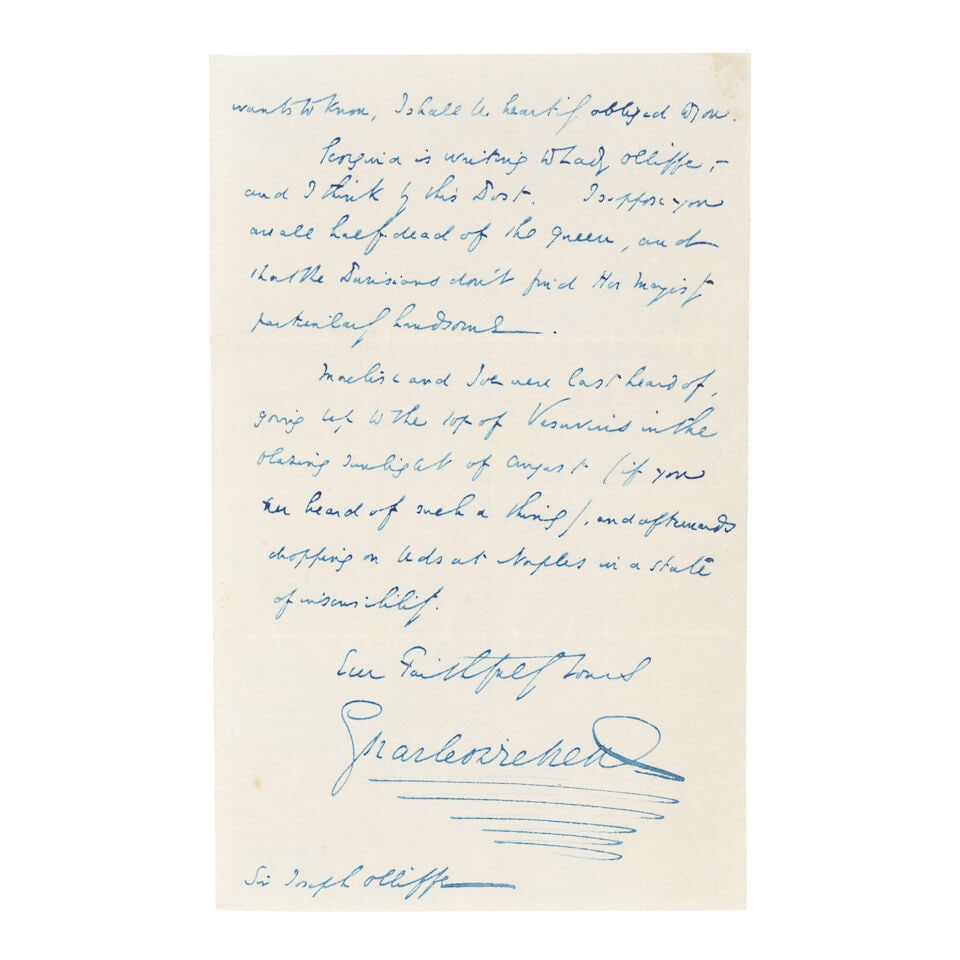 DICKENS (CHARLES) Autograph letter signed ('Charles Dickens') to Sir Joseph Olliffe ('My Dear Ol... (1 of 1)
