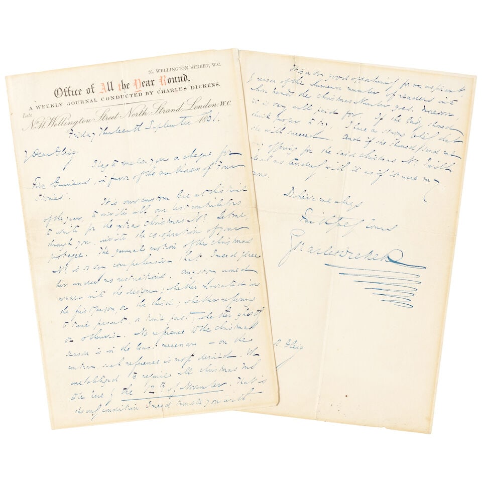 DICKENS (CHARLES) Autograph letter signed ('Charles Dickens') to Rev. G.R. Gleig, Wellington Str... (1 of 1)