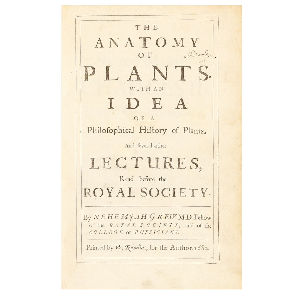 GREW (NEHEMIAH) The Anatomy of Plants. With an Idea of a Philosophical History of Plants. And Se... (1 of 3)