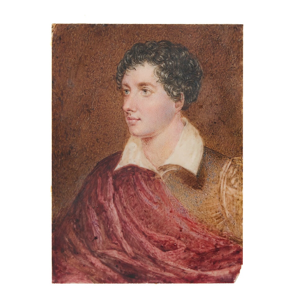 BYRON (GEORGE GORDON, LORD) CIRCLE OF JAMES HOLMES (1777-1860) Portrait miniature of Byron in hi... - 2