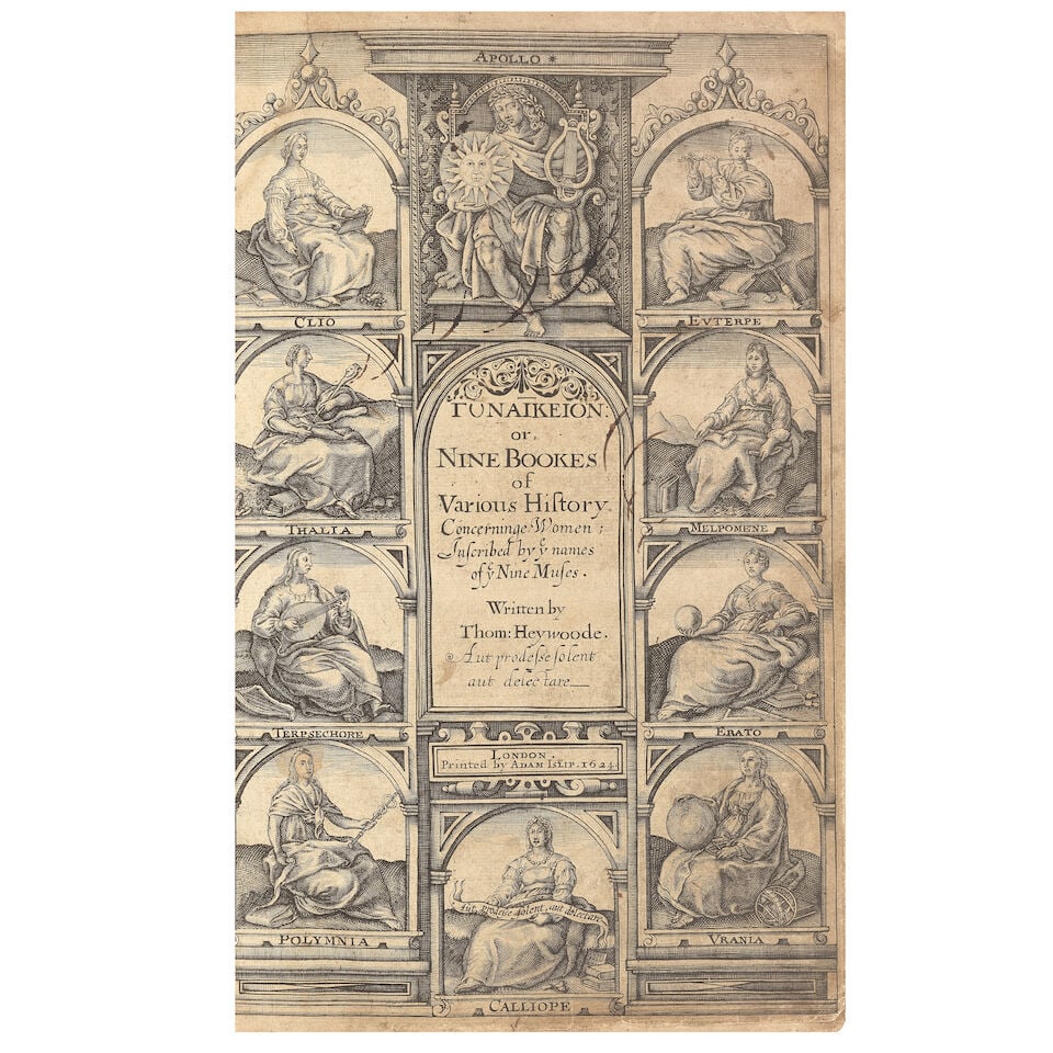 HEYWOOD (THOMAS) Gynaikeion [in Greek]; Or, Nine Bookes of Various History Concerninge Women, FI... (1 of 2)
