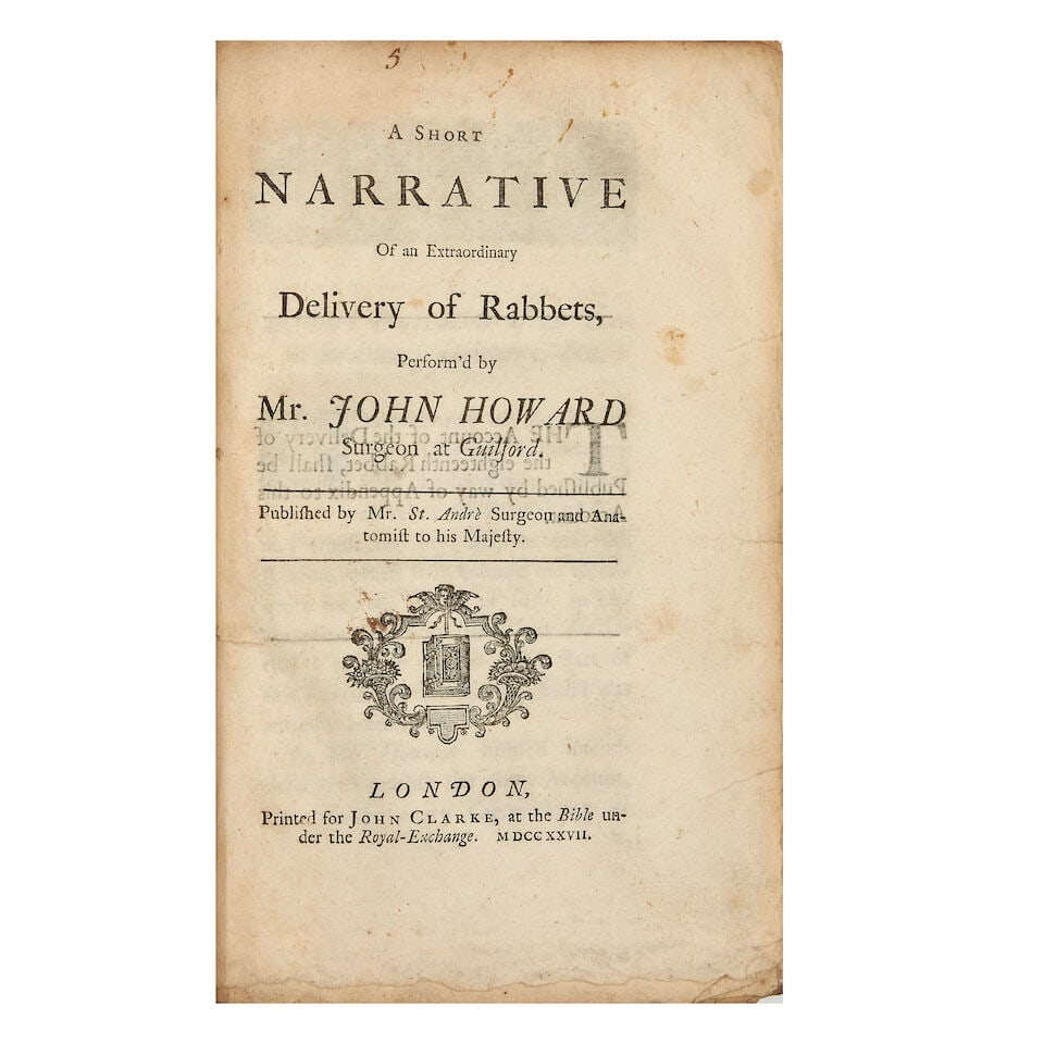 TRACTS-ST. ANDRE (NATHANAEL) A Short Narrative of an Extraordinary Delivery of Rabbets, Perform'... (1 of 3)