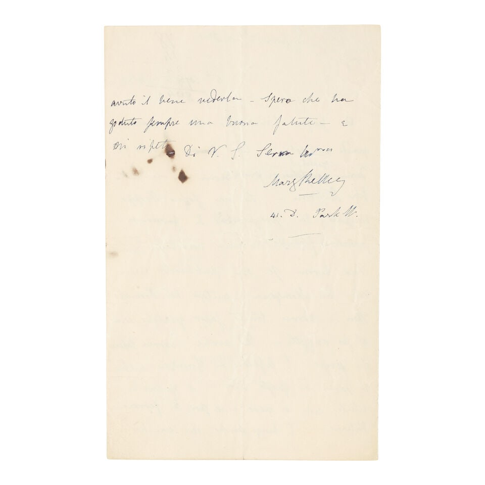 SHELLEY (MARY WOLLSTONECRAFT) Autograph letter signed ('Mary Shelley') to an unknown recipient (... - 2