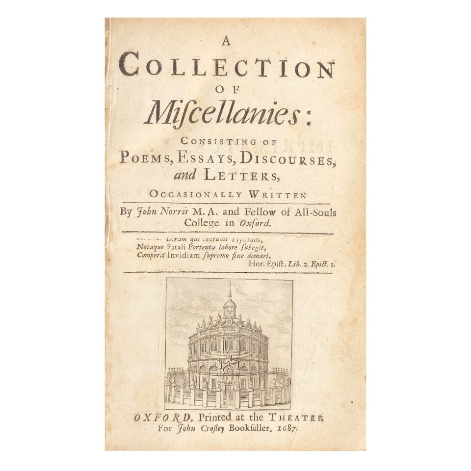RESTORATION BINDING - WITH FORE-EDGE PAINTING NORRIS (JOHN) A Collection of Miscellanies, Oxford... - 2
