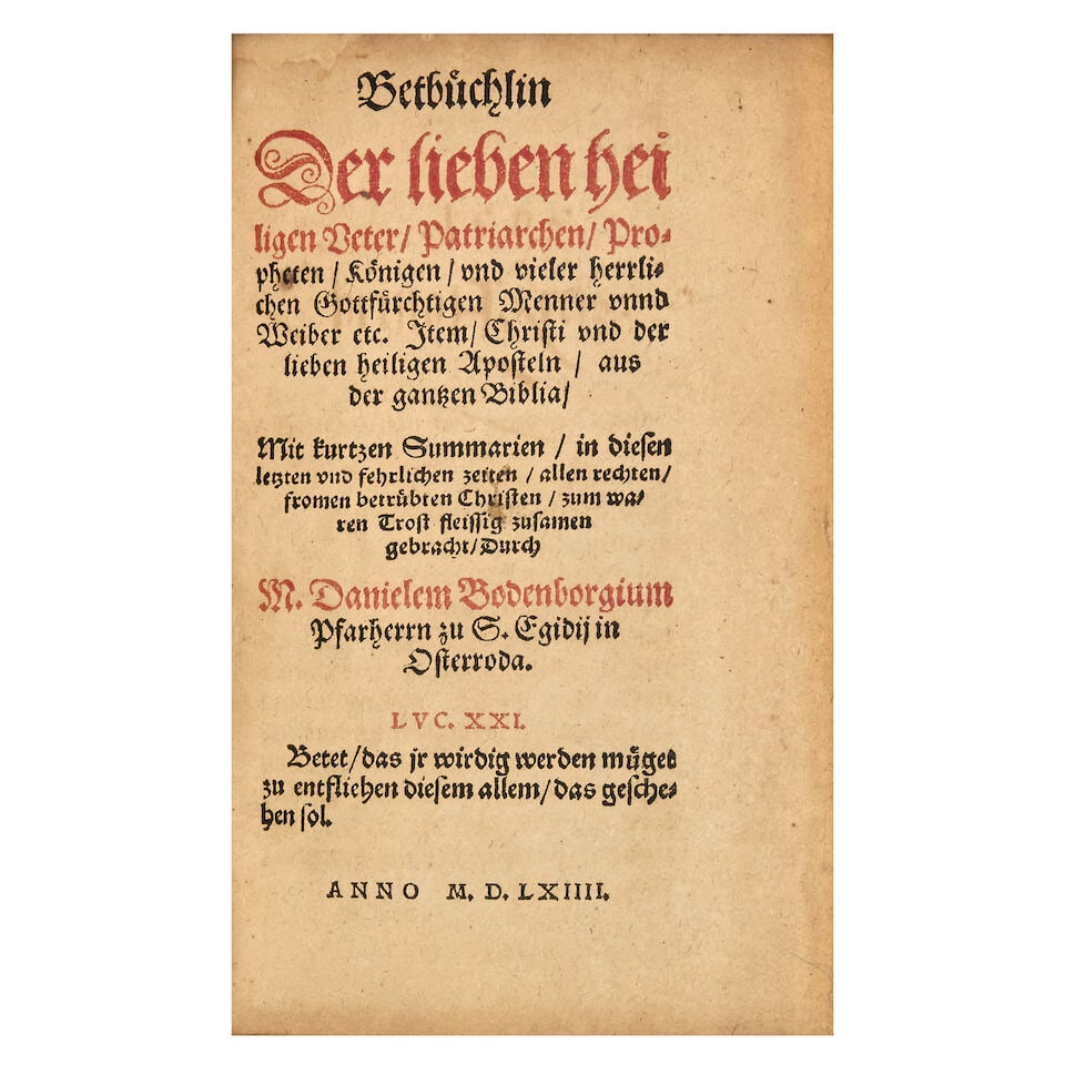 BINDING BODENBORG (DANIEL) Betbuchlin der lieben heiligen Väter, Patriarchen, Propheten, Ko... - 3