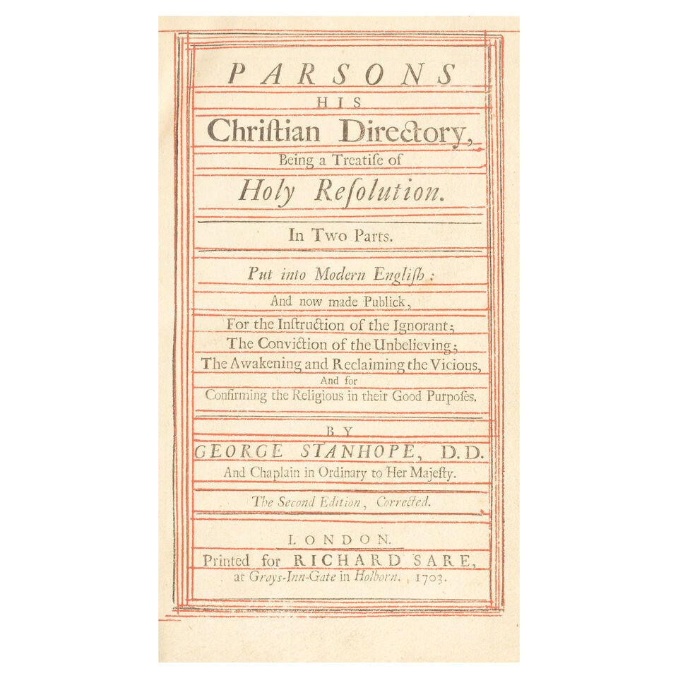 RESTORATION BINDING PARSONS (ROBERT) Parsons his Christian directory, being a Treatise of Holy R... - 2