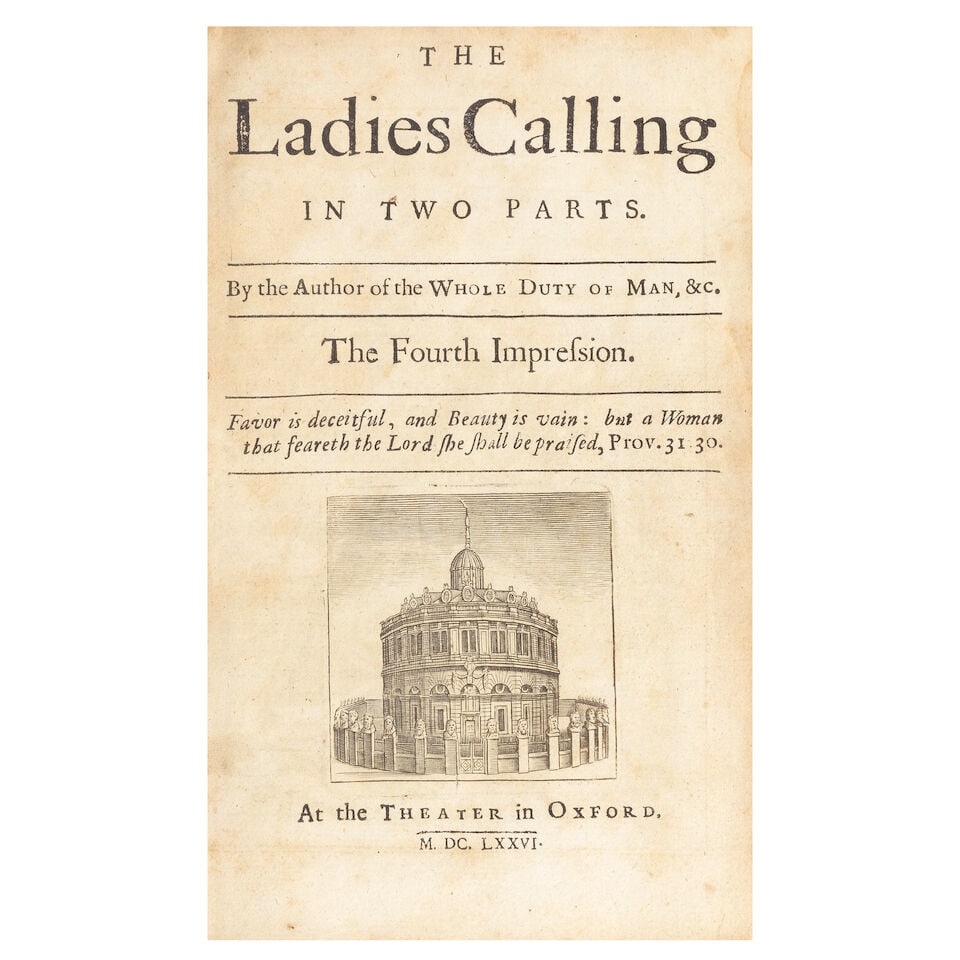 RESTORATION BINDING ALLESTREE (RICHARD) The Ladies Calling. In Two Parts... the Fourth Impressio... - 2