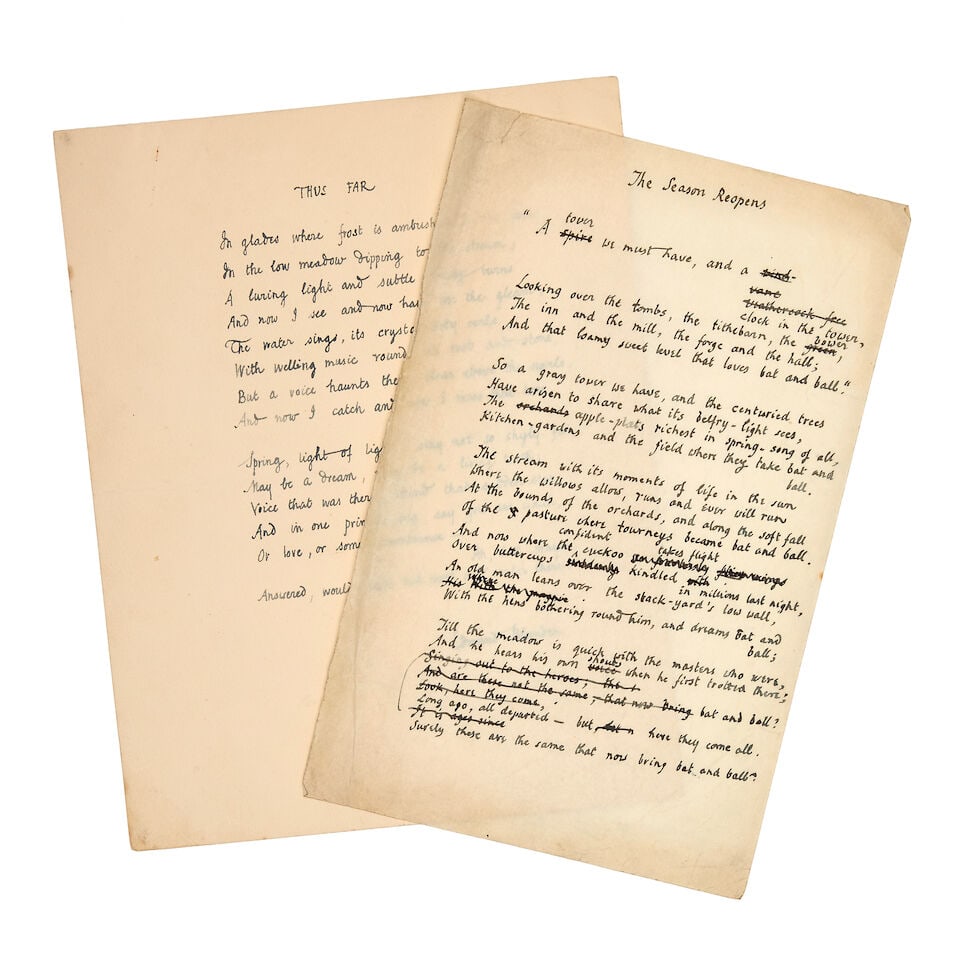 BLUNDEN (EDMUND) Autograph manuscripts of two poems, one signed (2) (1 of 1)