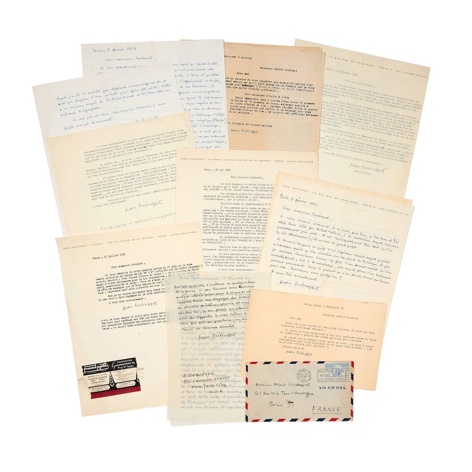 DUBUFFET (JEAN) Series of four autograph letters and 18 typed letters signed, Paris, New York, V... (1 of 1)