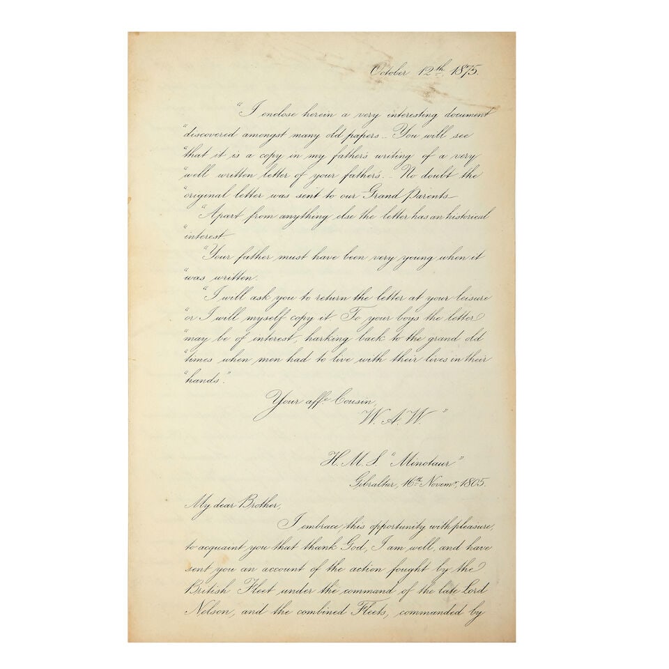 NELSON (HORATIO) A small group related to the Battle of Trafalgar and Nelson's funeral, compris... - 2