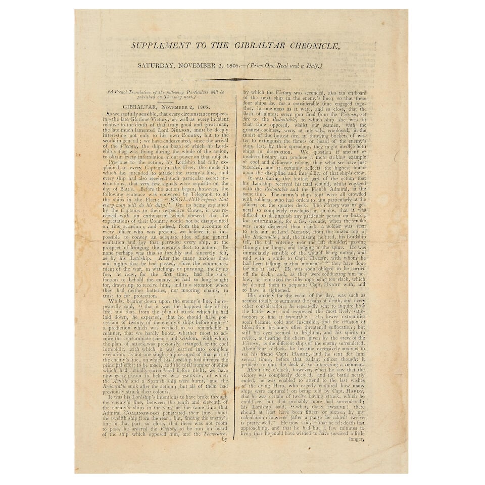NELSON (HORATIO) A small group related to the Battle of Trafalgar and Nelson's funeral, compris... - 7