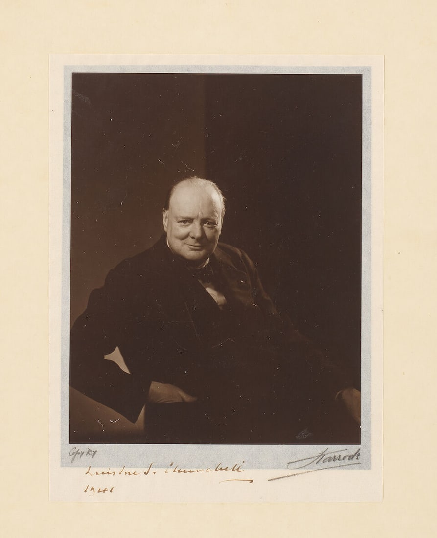 CHURCHILL (WINSTON) Portrait photograph of Winston Churchill, by Edward Steichen, SIGNED BY THE ... - 3