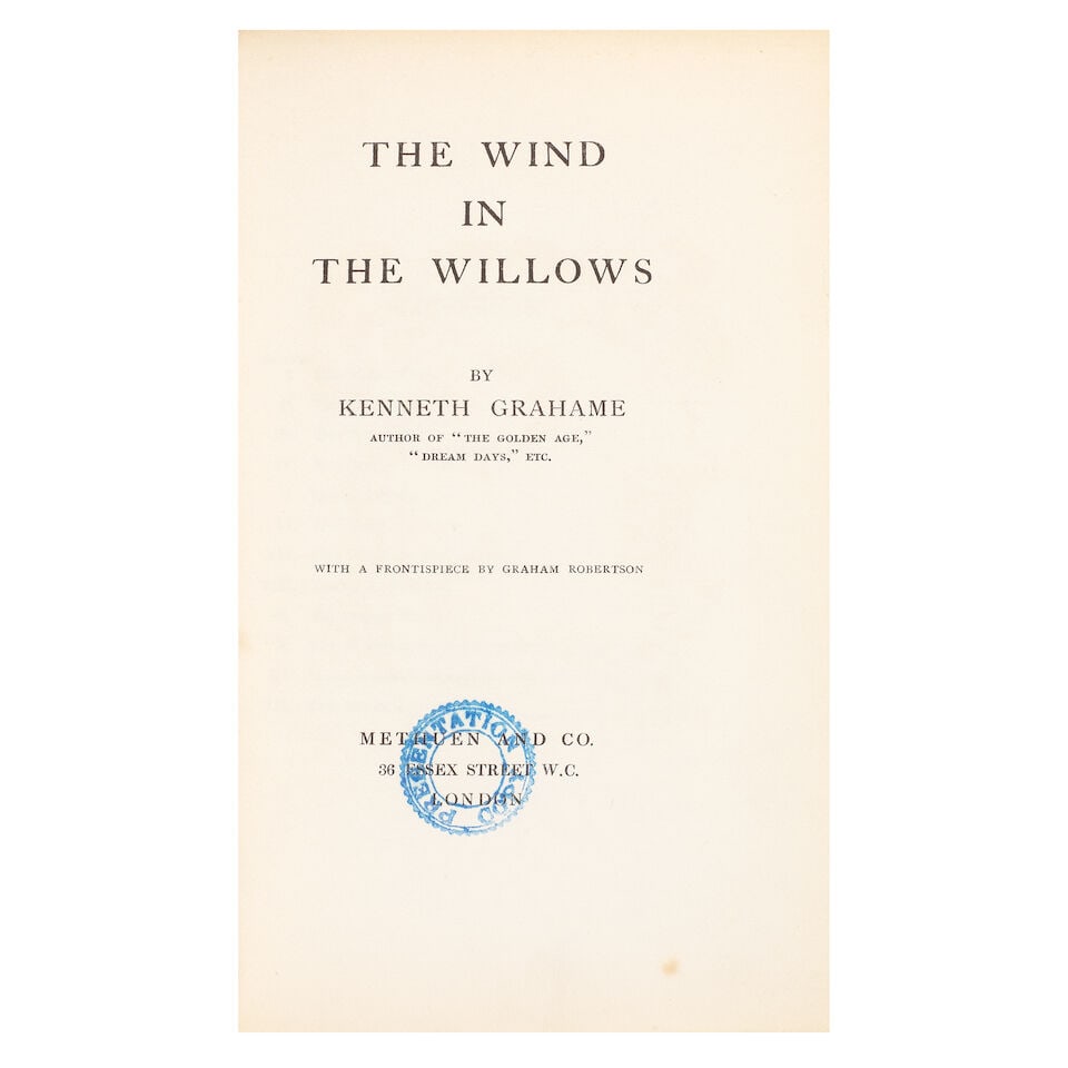 GRAHAME (KENNETH) The Wind in the Willows, FIRST EDITION, Methuen, [1908] - 2