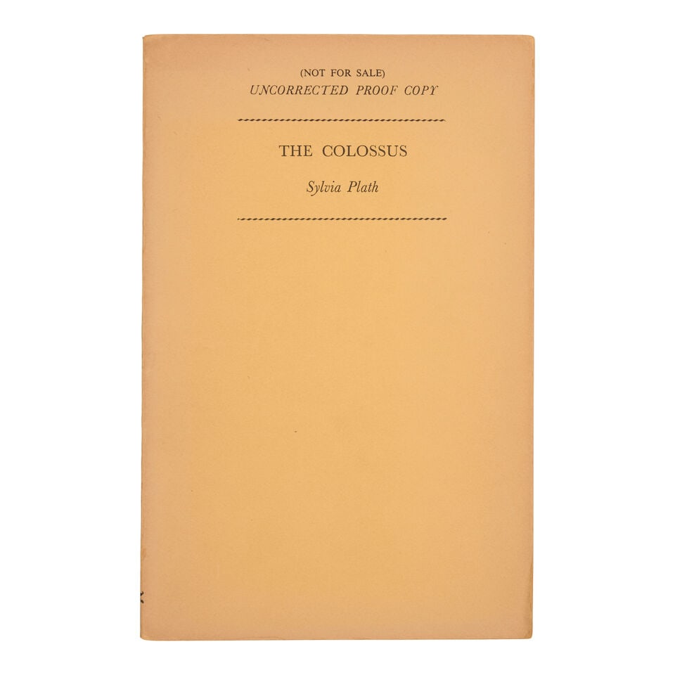 PLATH (SYLVIA) The Colossus, UNCORRECTED PROOF COPY OF THE AUTHOR'S FIRST VOLUME OF POETRY, Hein... (1 of 1)
