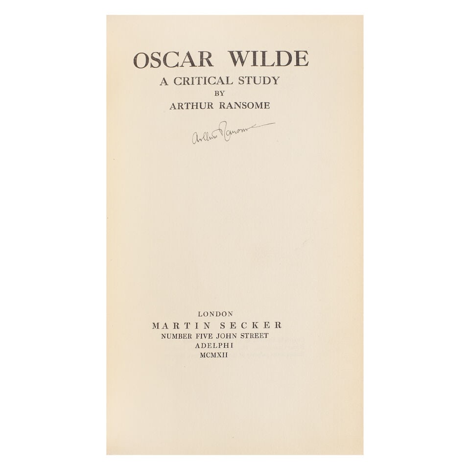 RANSOME (ARTHUR) Oscar Wilde, FIRST EDITION, SIGNED, 1912; and 9 others by Ransome (10) - 2