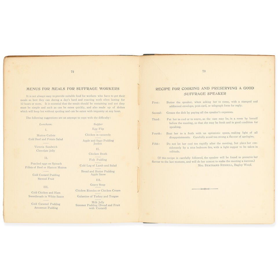 SUFFRAGE - COOKERY DOWSON (AUBREY, compiler) The Women's Suffrage Cookery Book, FIRST EDITION, W... - 2