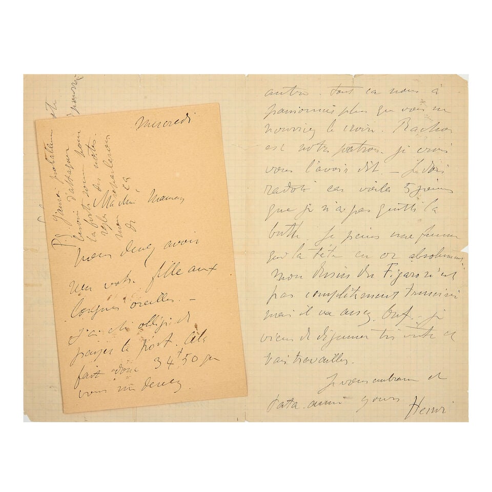 TOULOUSE-LAUTREC (HENRI DE) Two autograph letters signed ('Henri' and 'H') to his mother ('Ma c... (1 of 1)