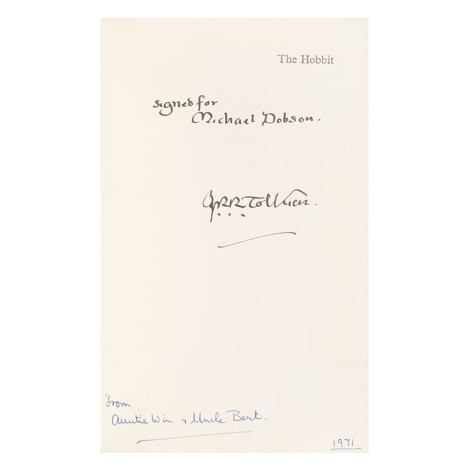 TOLKIEN (J.R.R.) The Hobbit, third edition, fifth impression, AUTHOR'S PRESENTATION COPY, George... - 3