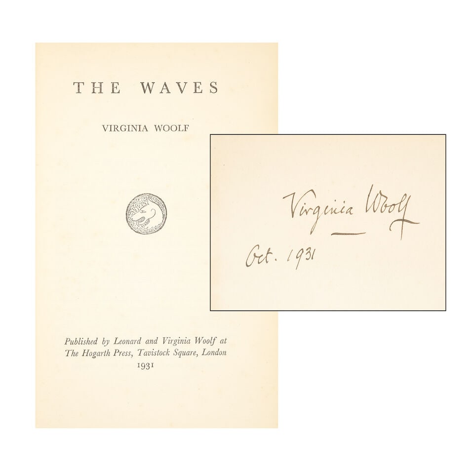 WOOLF (VIRGINIA) The Waves, FIRST EDITION, SIGNED AND INSCRIBED 'Virginia Woolf Oct. 1931' on th... (1 of 2)