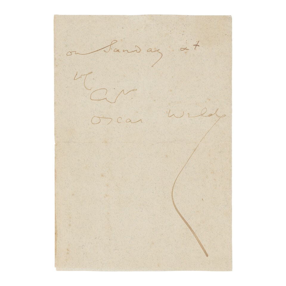 WILDE (OSCAR) Autograph letter signed ('Oscar Wilde') to an unidentified recipient ('My Dear Pes... (1 of 3)