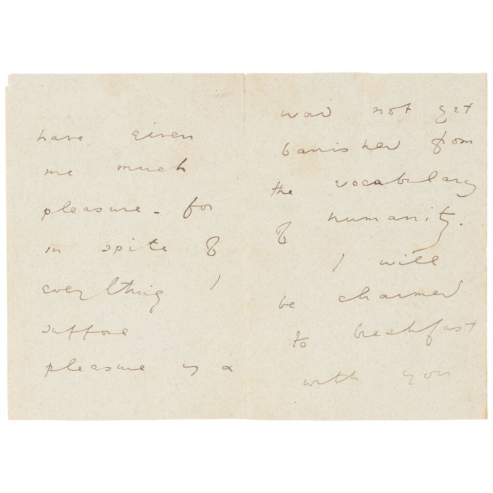 WILDE (OSCAR) Autograph letter signed ('Oscar Wilde') to an unidentified recipient ('My Dear Pes... - 2