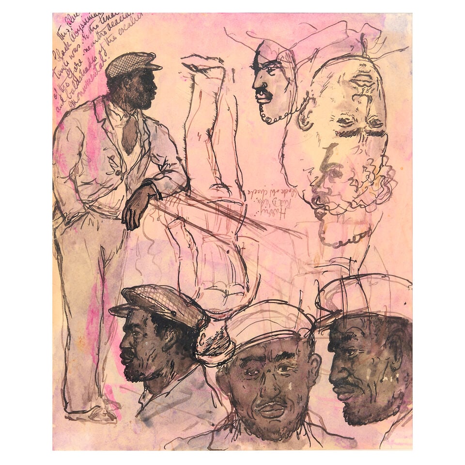 TENNANT (STEPHEN) Four original pen, ink and watercolours, of Marseilles sailors, and men, 1930... - 2