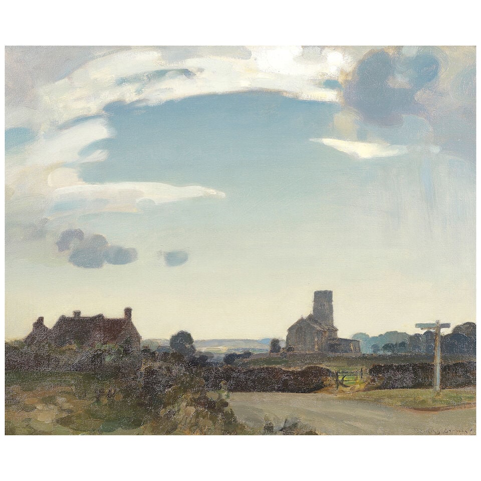 Sir John Alfred Arnesby Brown, RA (British, 1866-1955) The Cross Roads, Haddiscoe (Painted circa... (1 of 6)